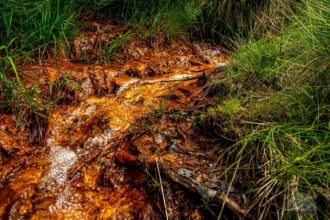 Roter Bachlauf auf dem Weg nach Stein in Südtirol - München - Venedig