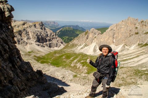 Alex vorm Klettersteig zur Nives Scharte