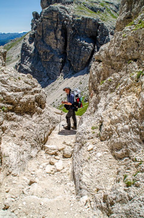 Weg von der Puezhütte zum Ciampai-Joch