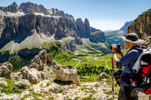 Alex fotografiert das Grödner Joch